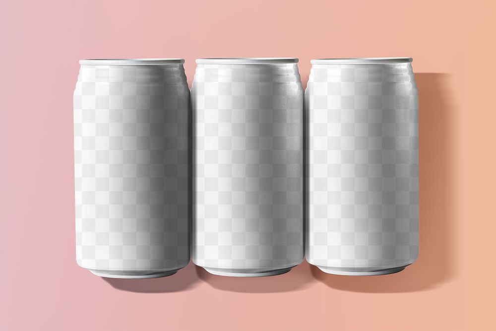 Beverage can png mockup, transparent design 