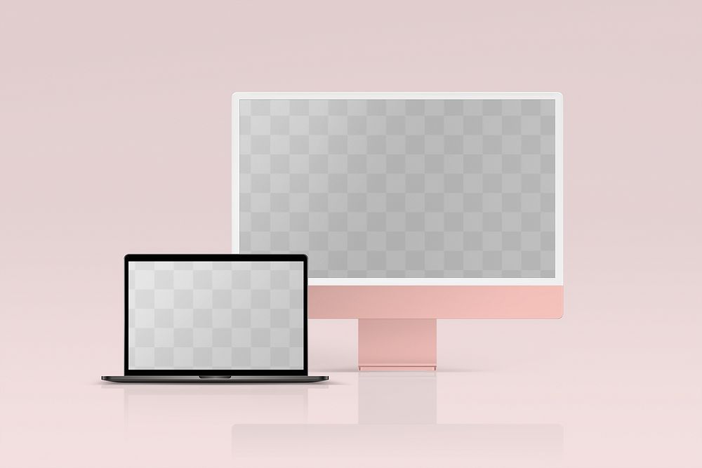 Digital device png mockup, transparent computer screens