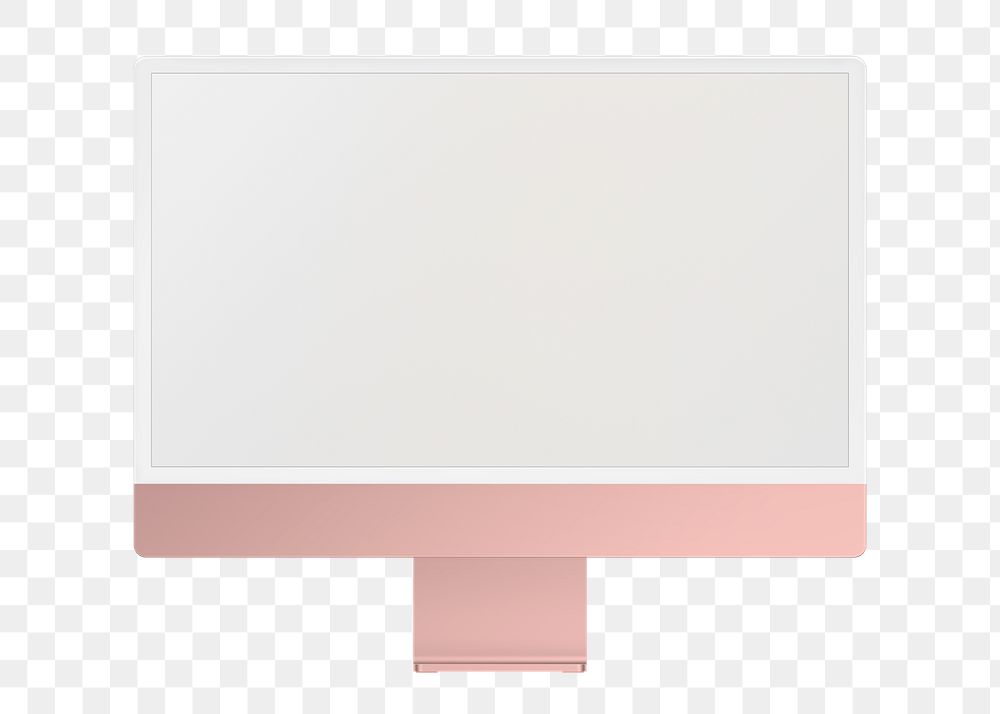 Pink desktop computer png, blank screen in transparent background