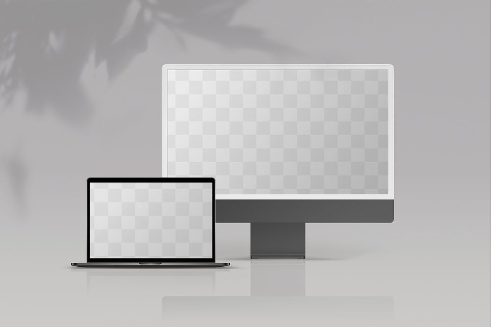 Digital device png mockup, transparent computer screens