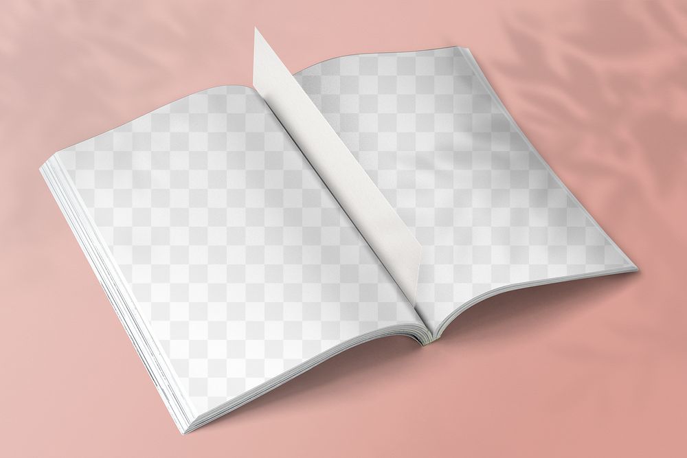 Open book png mockup, transparent pages
