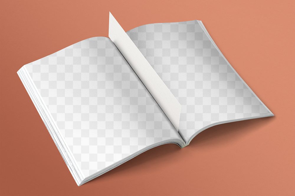 Open book png mockup, transparent pages