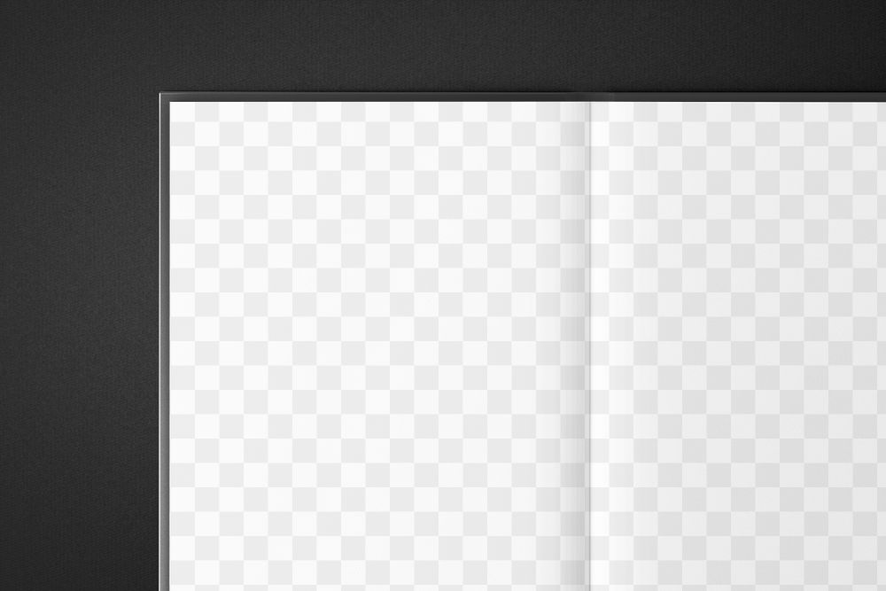 Opened book page png, blank design space on transparent background