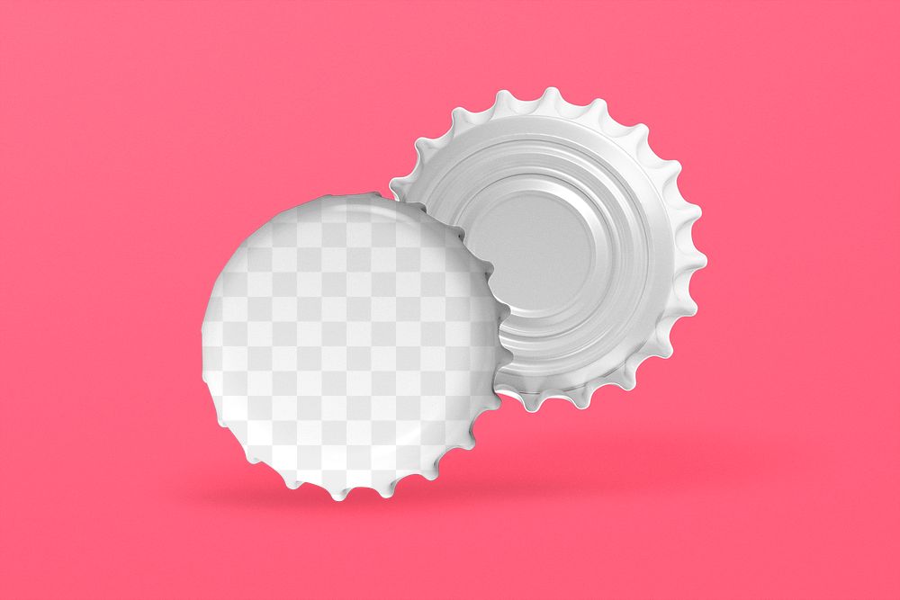 Bottle caps png mockup set, transparent design