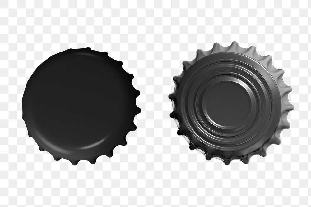 Bottle caps png set, isolated object on transparent background