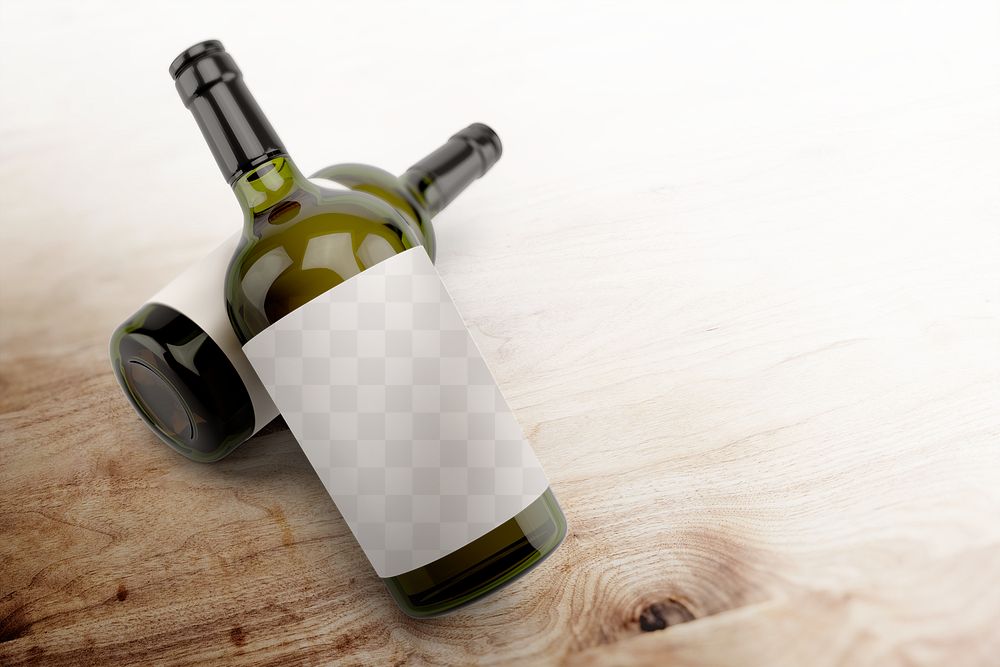 Label mockup png, wine bottle