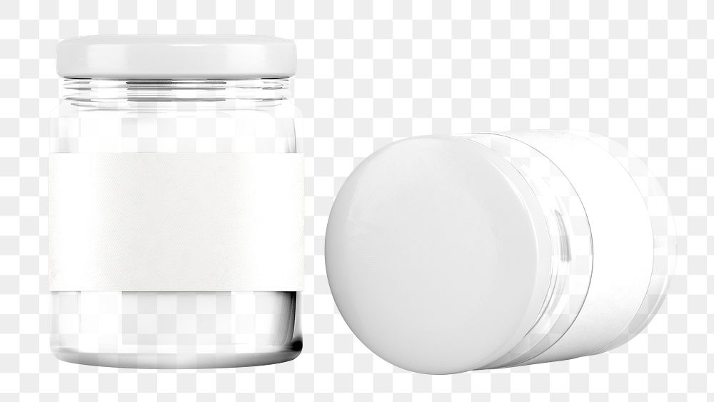 Empty jars png set, transparent background