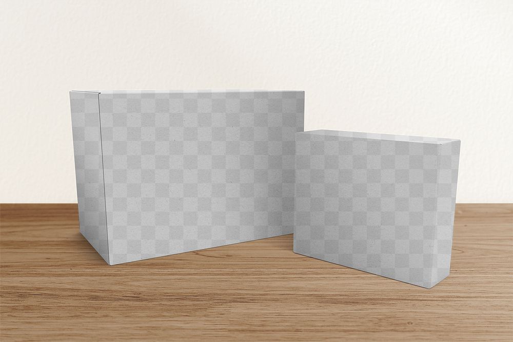 Paper box png mockup, transparent packaging 