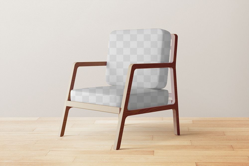 Wooden armchair mockup png transparent, modern interior design