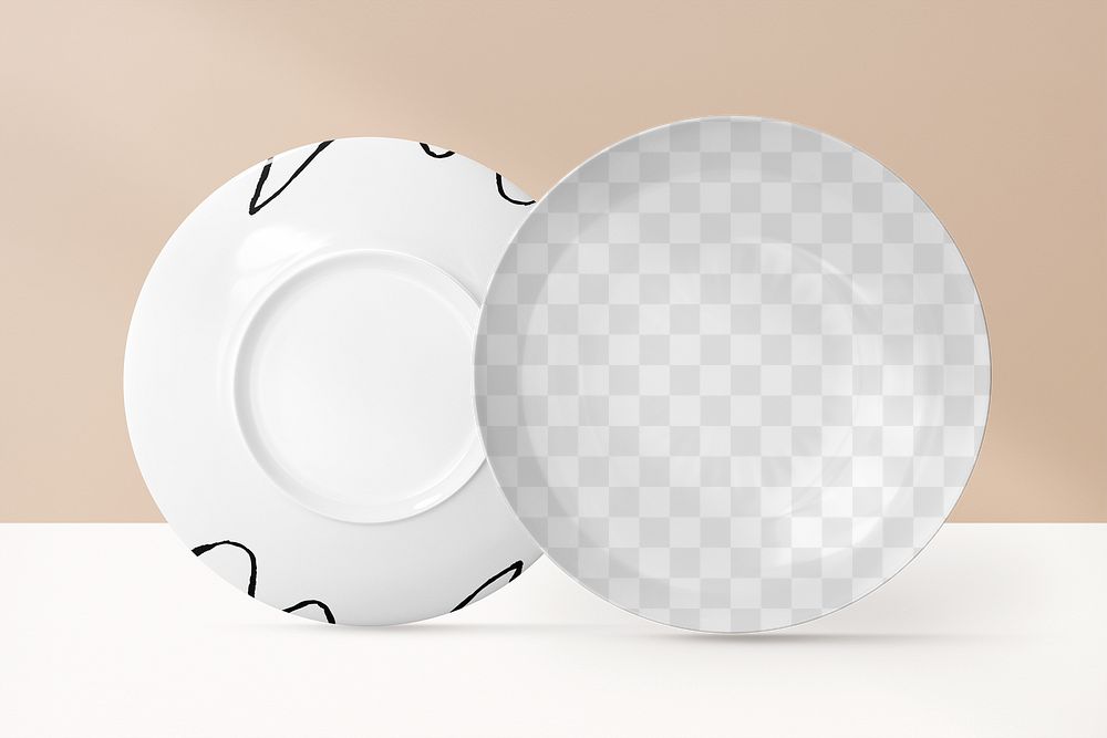 Porcelain plate mockup png transparent, tableware, realistic object