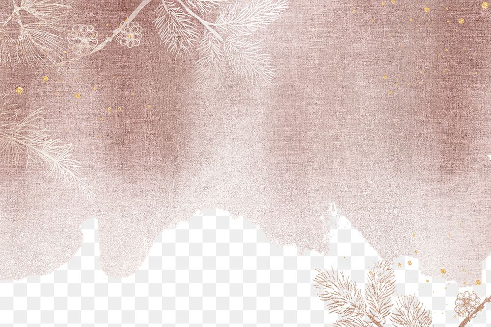 Winter watercolor png border, pink graphic
