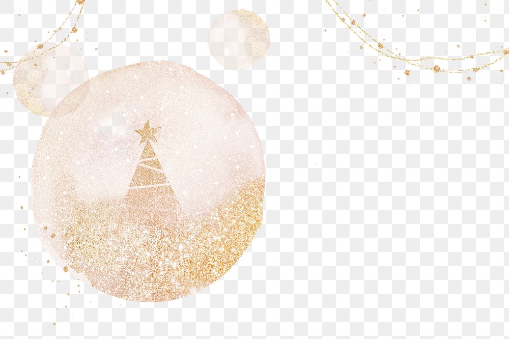 Christmas ball png transparent background, watercolor glitter design