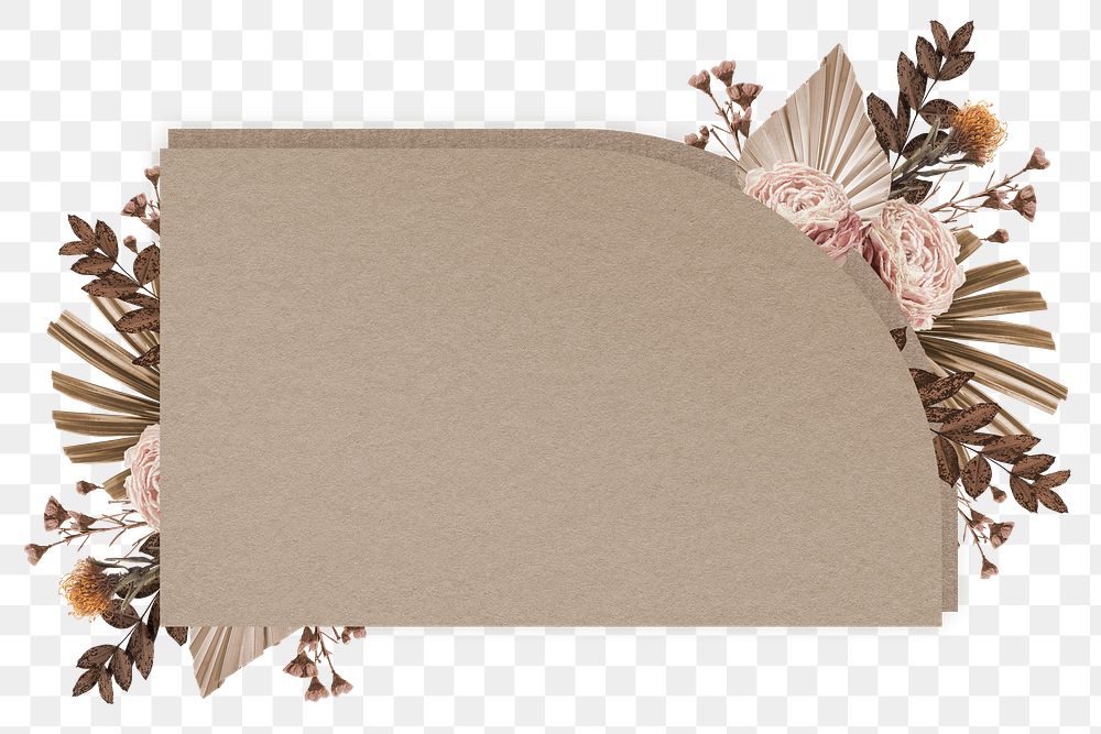 Paper note png sticker, beige aesthetic floral transparent background
