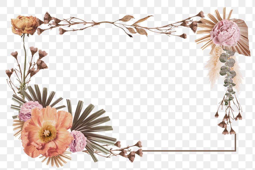 Flower frame png sticker, transparent background