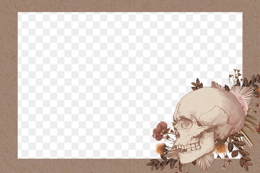 Gothic skull frame png sticker, transparent background