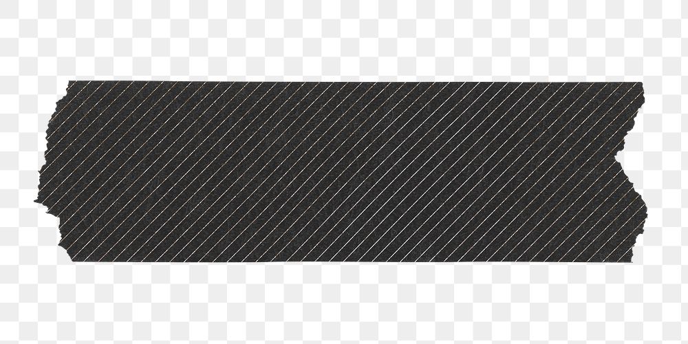 Stripe washi tape png sticker, black pattern on transparent background