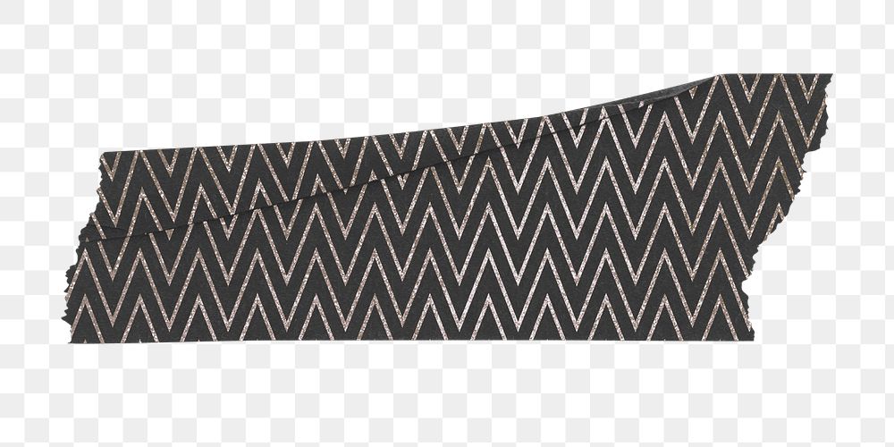 Zig-zag png washi tape sticker, pattern stationery on transparent background