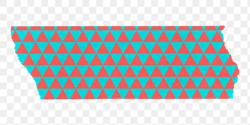 Washi tape png collage element, red triangle pattern on transparent background