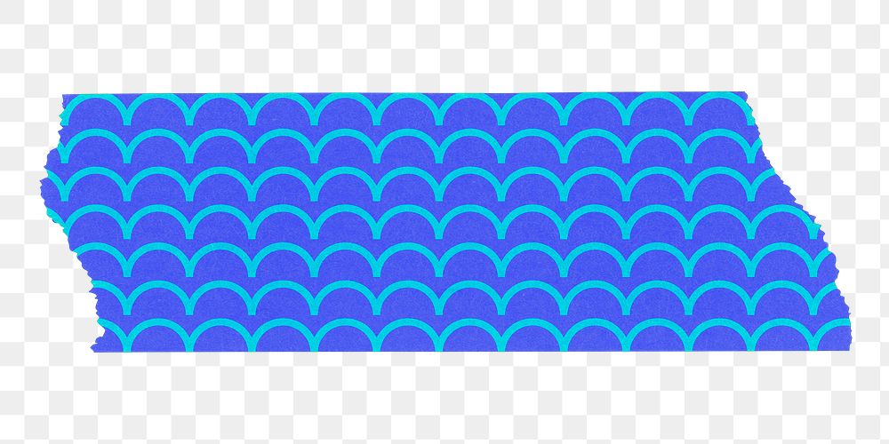 Washi tape png collage element, wave pattern on transparent background