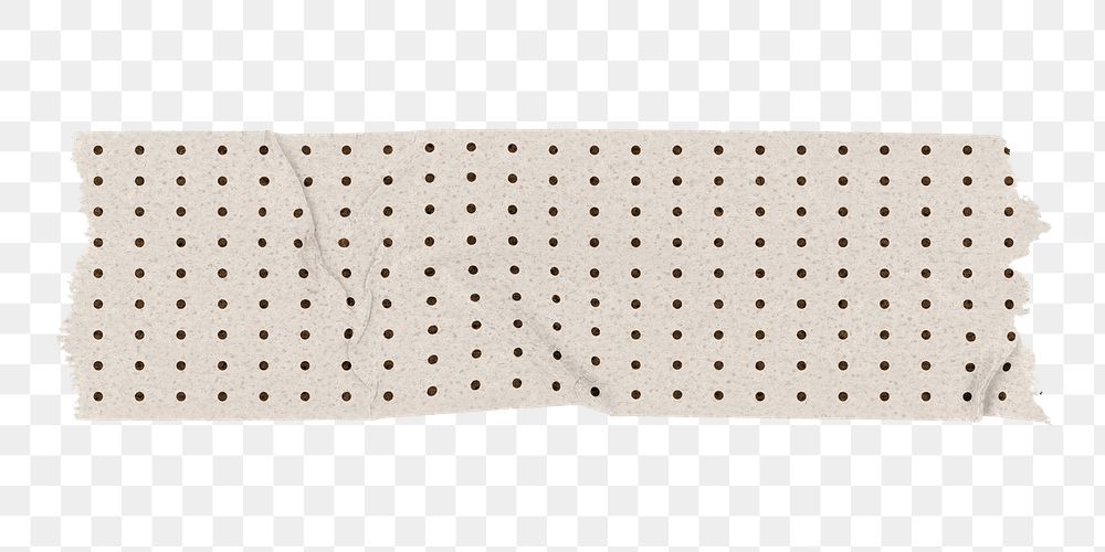 Cute washi tape png collage element, beige polka dot pattern on transparent background