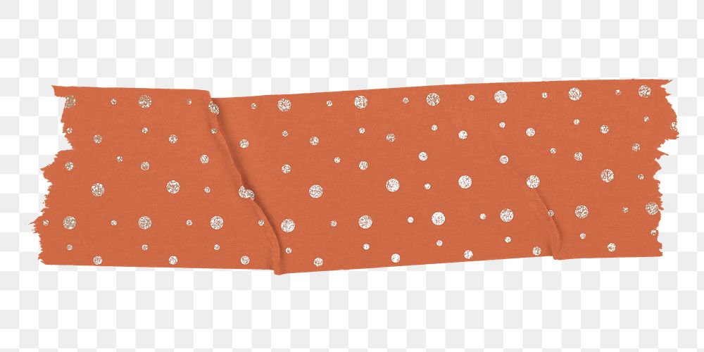Polka dot png washi tape clipart, orange pattern on transparent background