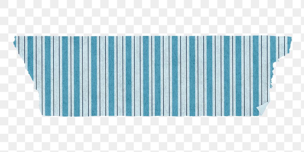Stripe washi tape png sticker, blue pattern on transparent background