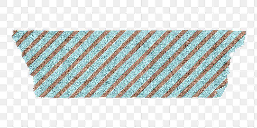 Washi tape png collage element, blue stripes on transparent background