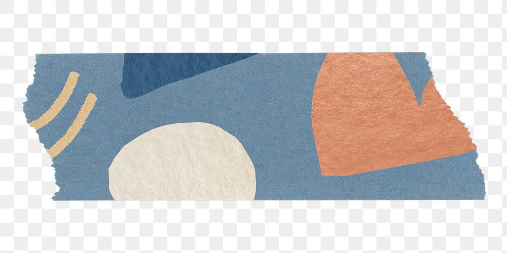 Pattern washi tape png sticker, blue design on transparent background