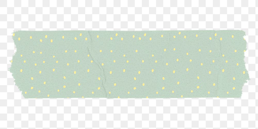 Green washi tape png clipart, polka dot patterned collage element