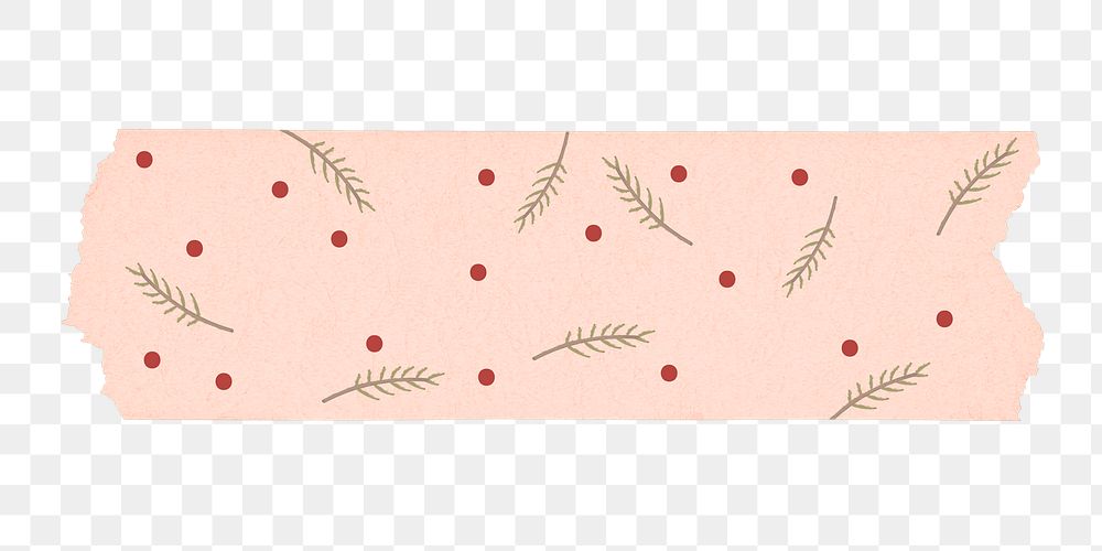 Christmas pattern png washi tape sticker, pink festive collage element on transparent background