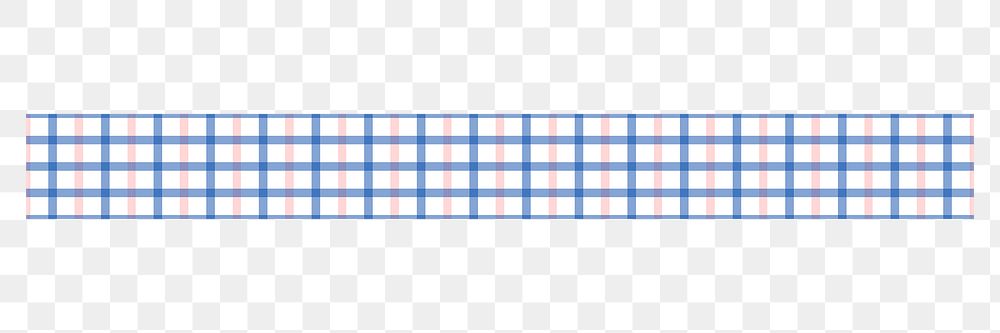 Plaid border png element, blue pattern design on transparent background