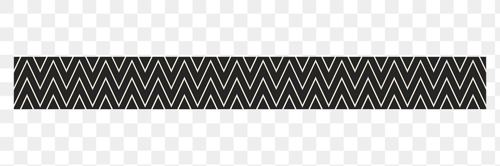 Black zig-zag png border element, abstract pattern design on transparent background