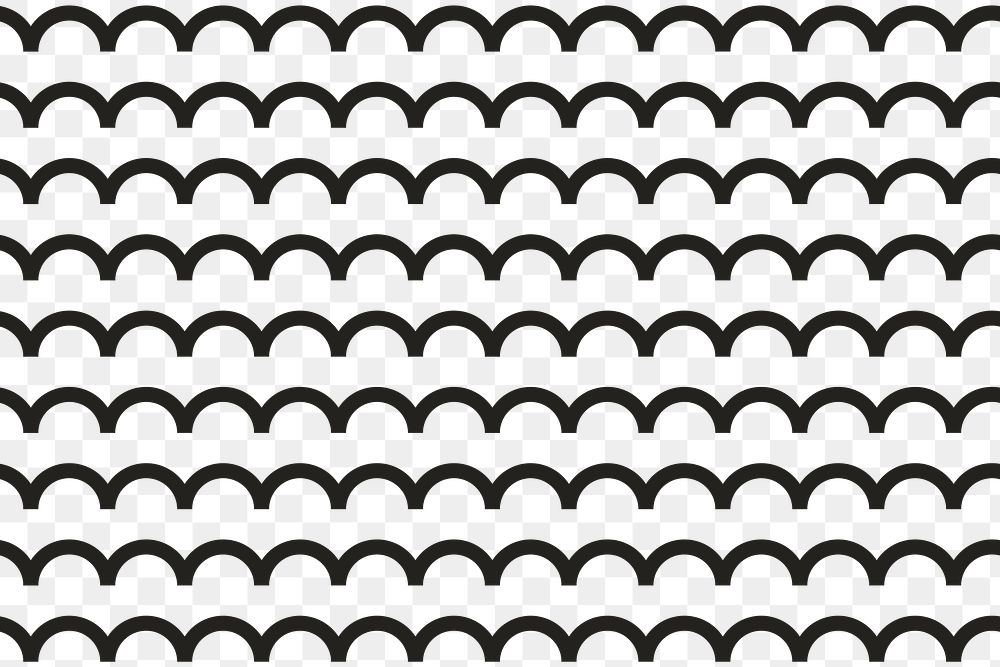 Wave png pattern, transparent background, black abstract lines