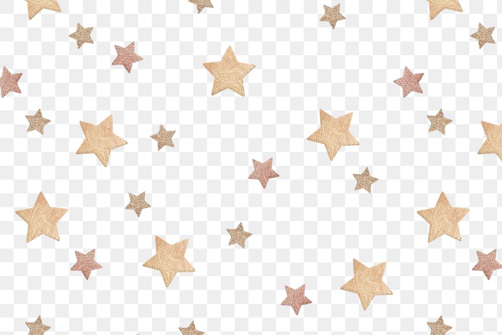Gold star png pattern, transparent background, cute glittery design