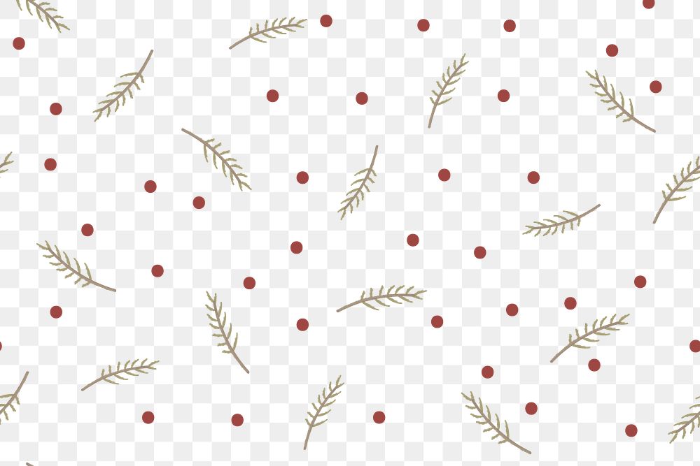 Winter leaf png pattern, transparent background, Christmas celebration