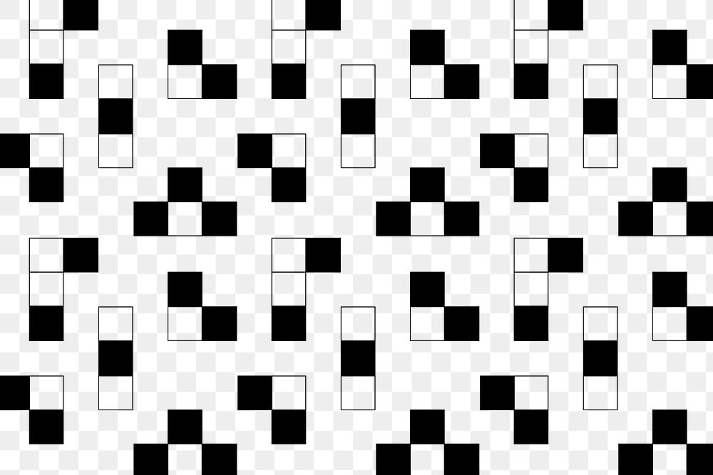 Geometric blocks png pattern, transparent background, black and white