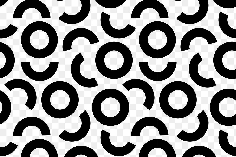 Abstract circle png pattern, transparent background, black design