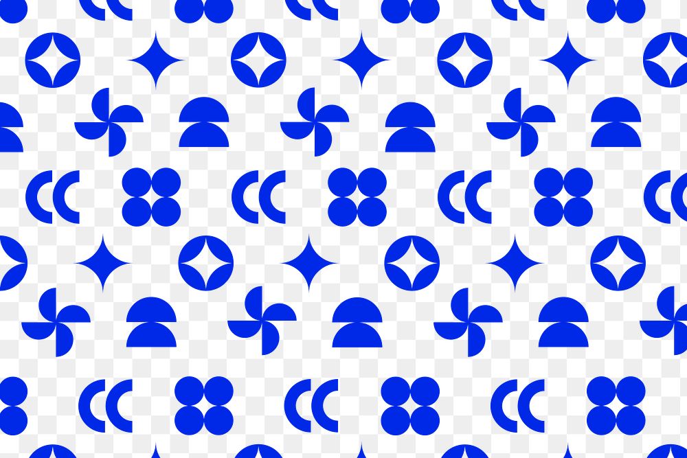 Abstract geometric png pattern, transparent background, blue design