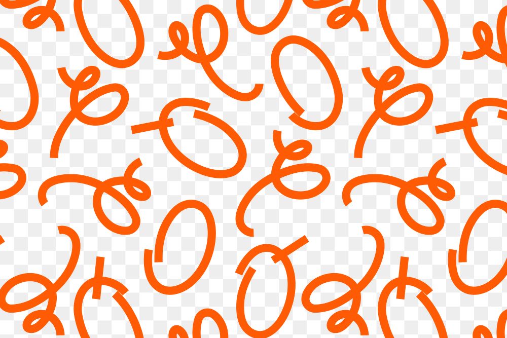 Cute doodle png pattern, transparent background, abstract orange design