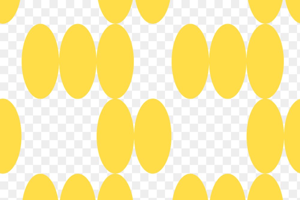 Yellow retro png pattern, transparent background, circle geometric
