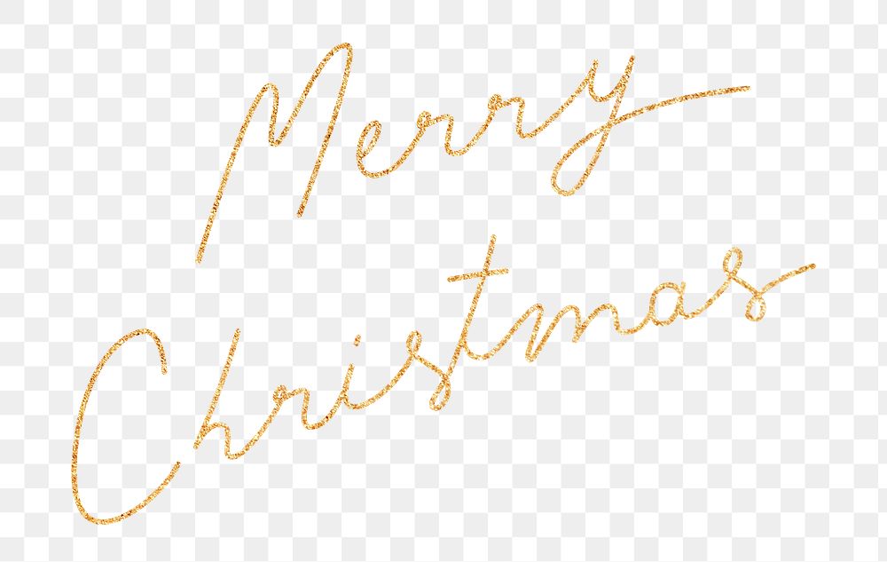 Christmas calligraphy png, gold glitter word sticker
