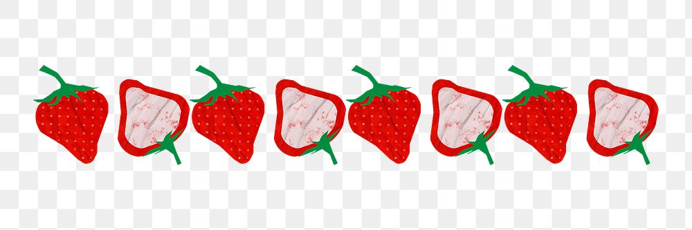 Strawberry pattern png border element, cute fruit on transparent background