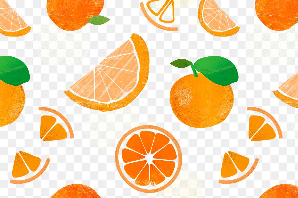Orange fruit png pattern, transparent background, cute design