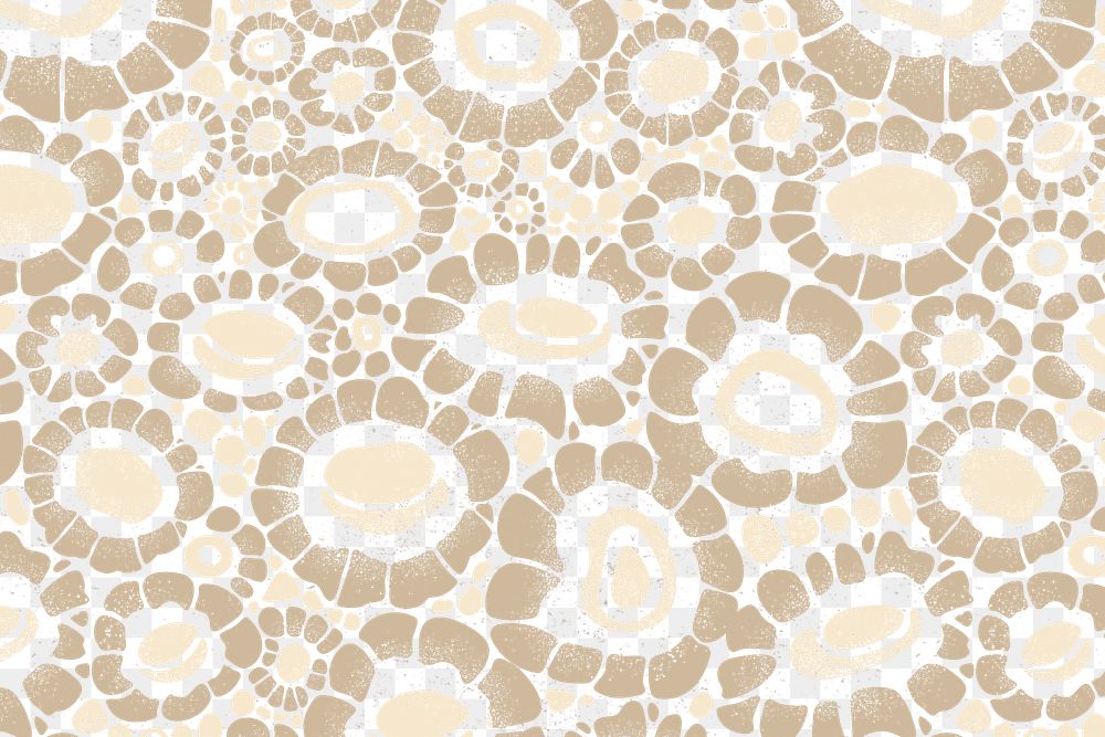 African flower png pattern, transparent background, earth tone design