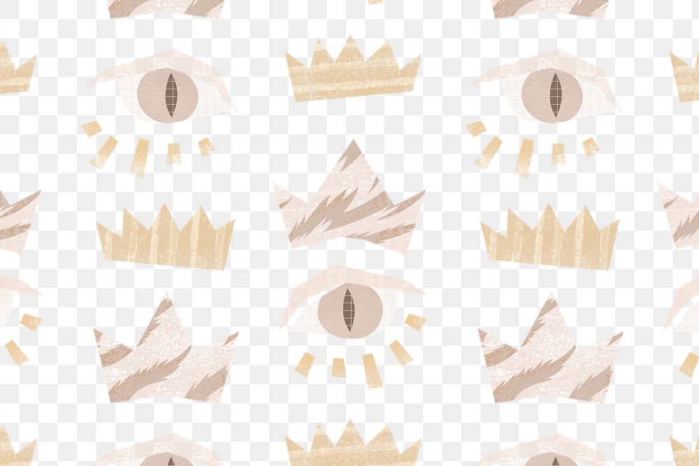 Cute eye png pattern, transparent background, pastel beige design