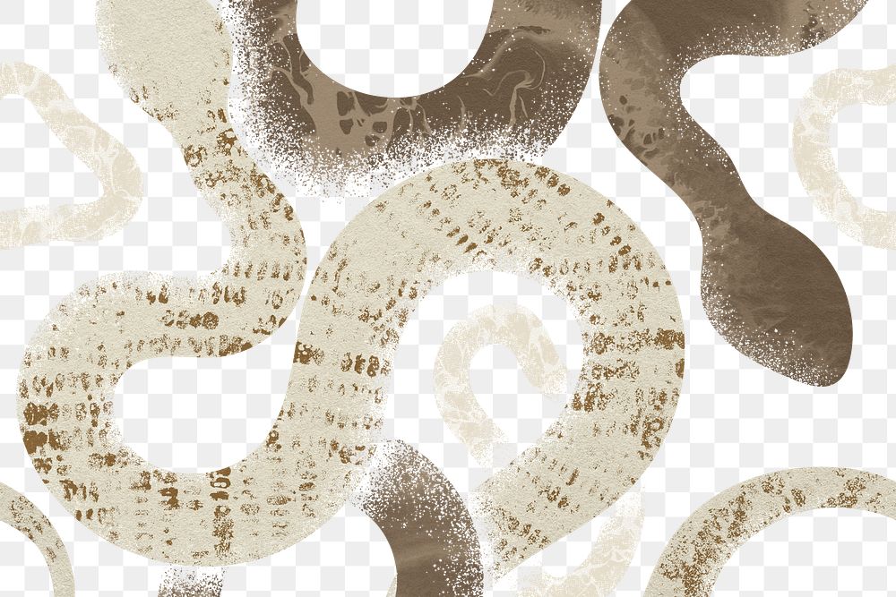 Earthy snake png pattern, transparent background, brown aesthetic