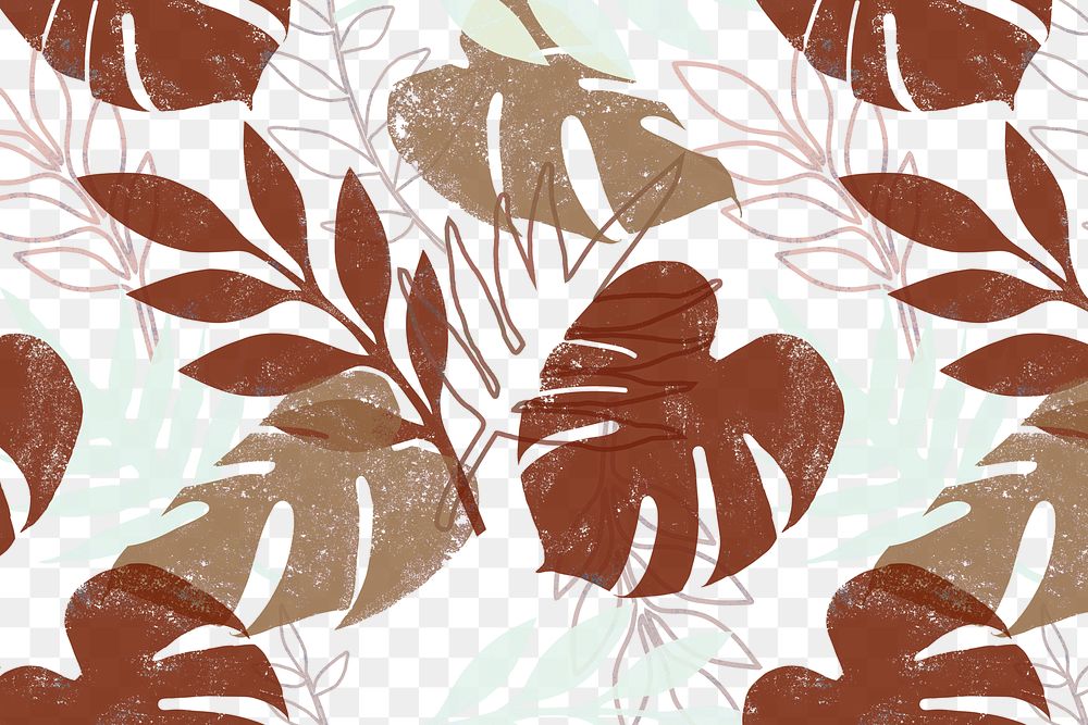 Earthy tropical png pattern, transparent background, nature aesthetic