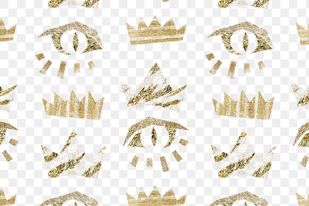 Glitter eye png pattern, transparent background, gold abstract design