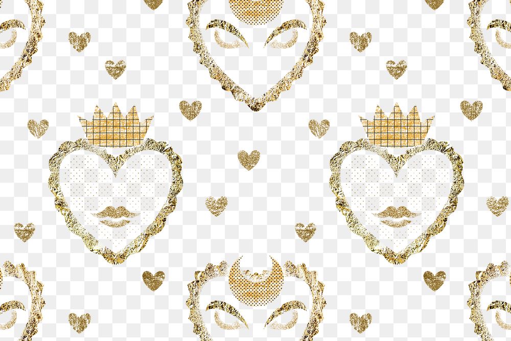 Sacred heart png pattern, transparent background, glitter aesthetic design