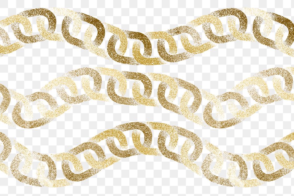 Gold chain png pattern, transparent background, glitter abstract design